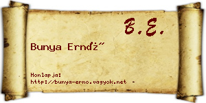 Bunya Ernő névjegykártya